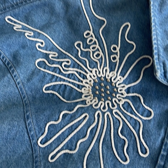 Vintage Pado California 80s Dress Embroidered Denim Streetwear Jacket Size S - Picture 4 of 6